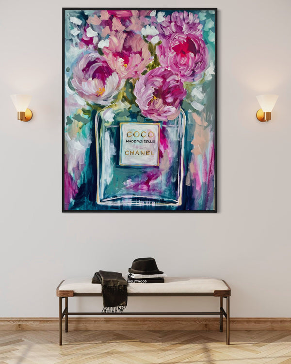 Coco Mademoiselle -Original on Belgian linen 90x120 cm
