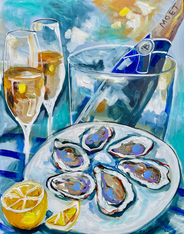 Moet and oysters - art print
