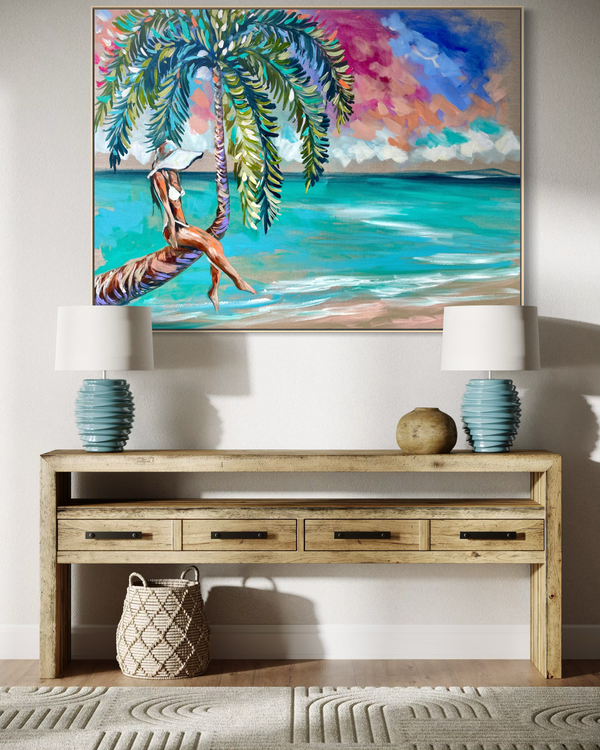 Coco Belle -Original on Belgian linen 90x120 cm
