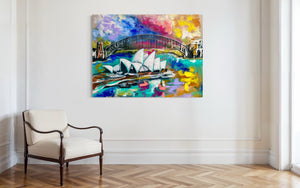 Sydney aglow-original on belgian linen - 75x100 Cm