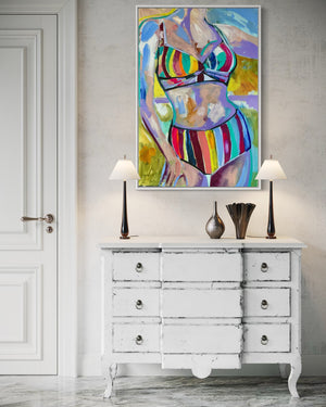 60x90 cm - MADAME SOLEIL  - original on gallery canvas