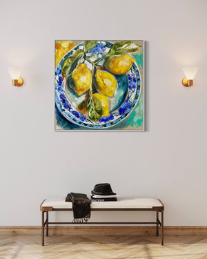 Lemon delight - 76x76cm -original on Belgian linen