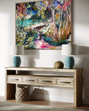 Discovering Tea Tree Bay - Noosa  -Original on Belgian linen  90x120  Cm