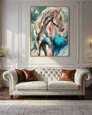 Blue mist -Original on Belgian linen  90x120  Cm