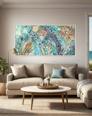 Daintree Reef and Rainforest - original on gallery canvas 90x180 cm