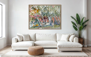 Pastel posed river gums -Original on Belgian linen 90x120 cm framed