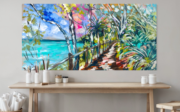 Pathway to paradise - noosa national park -Original on Belgian linen- 75x150 Cm