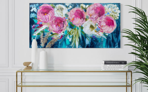Le Parisian peony - 60x120 cm- original on gallery canvas