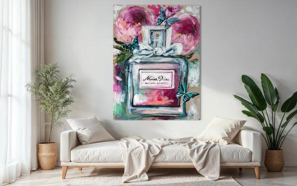 Miss Dior - Blooming bouquet   -Original on Belgian linen  90x120 cm