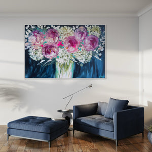 Midnight Melody peony - original on gallery canvas 100x150  cm