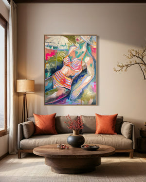 dame sous le soleil- 90x120 cm - original on Belgian linen