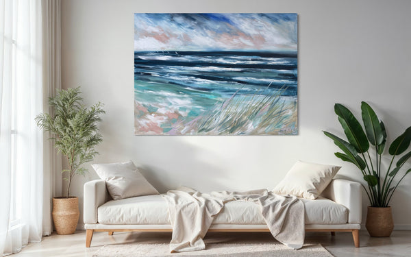 Coastal Grassy dunes -Original on gallery canvas  90x120 cm