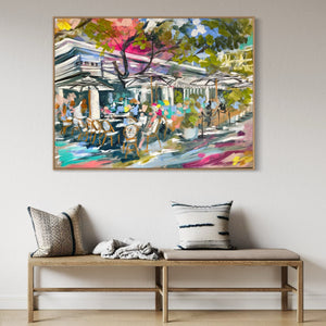 Morning Coffee - Aromas -noosa- original on Belgian linen 75x100  cm