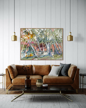 Pastel posed river gums -Original on Belgian linen 90x120 cm framed