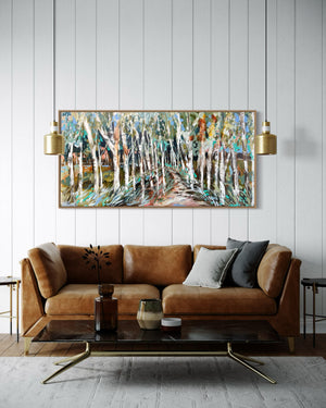 Scented Eucalyptus lane- original on Belgian linen 75 x150 cm