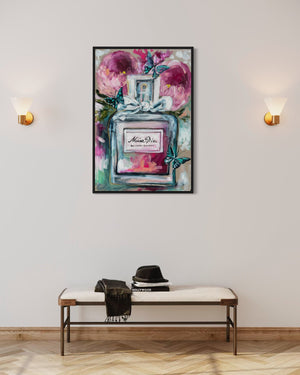 Miss Dior - blooming bouquet - 60x90 cm - original on Belgian linen