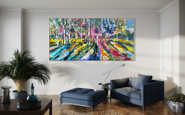Glowing Gum Trees- original on gallery Canvas 90x180 cm