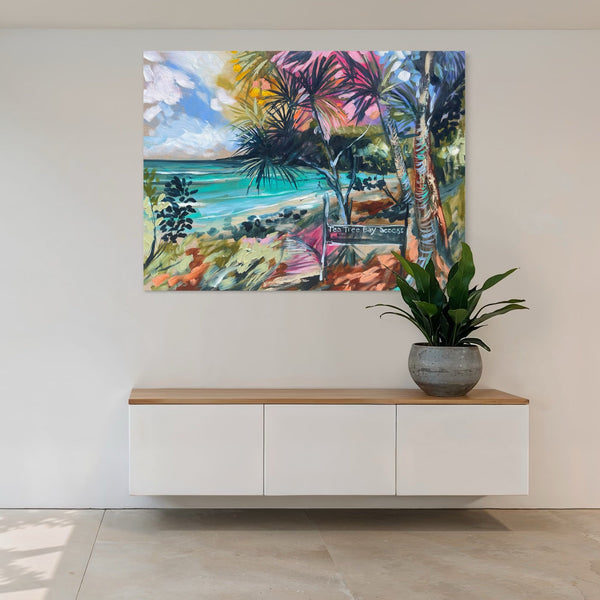 Afternoon Glow -Tea tree bay - Noosa -Original on Belgian linen  90x120 cm