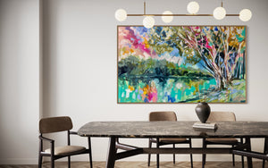 Blush Sunset River gum -original on gallery canvas 90x150  cm