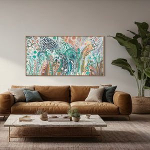 Starry night and silver ferns - original on gallery Canvas 90x180cm