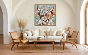 Hershey - highlander  -original on Belgian linen   - 90x90 Cm
