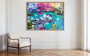 Celebrating Sydney  -Original on Belgian linen  90x120  Cm