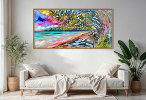 Vibrant Summer days - noosa main beach - original on Belgian linen 75 x150 cm