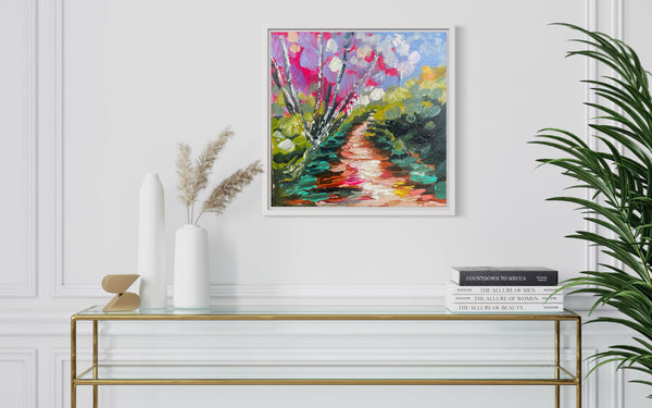 Petite Jacaranda -original on Belgian linen - 30x30 cm