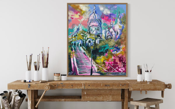 60x75 cm - Basilique du Sacré-Cœur de Montmartre - Paris   - original on gallery canvas