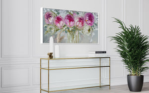 60x120 cm - blush charms peony - original on gallery canvas