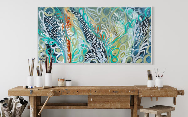 Reef to rainforest - 60x120 cm original on gallery canvas