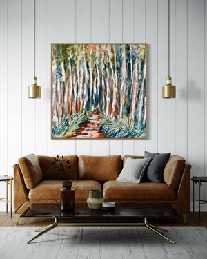 Shaded gum tree trail - 120 x120 cm original on  gallery canvas