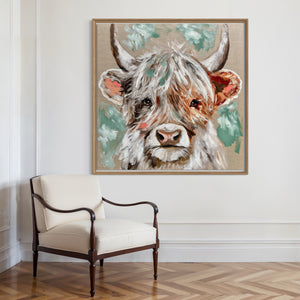 Hershey - highlander  -original on Belgian linen   - 90x90 Cm
