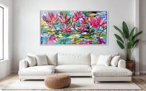 Kakadu waterlily - original on gallery Canvas 90 x180  cm