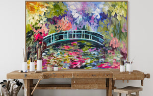 Monets Garden aglow - original on gallery canvas 90x150  cm