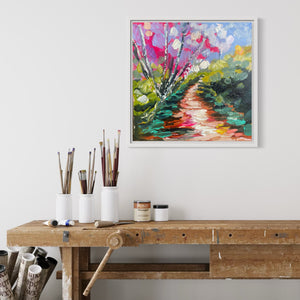 Petite Jacaranda -original on Belgian linen - 30x30 cm