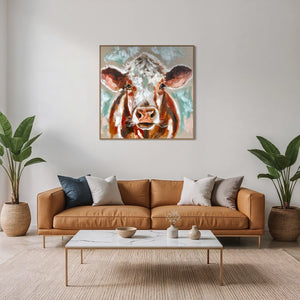 Brown Eyed girl -original on Belgian linen   - 90x90 Cm