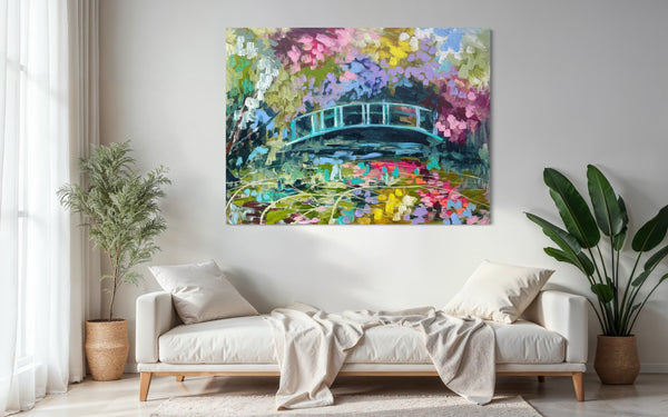 Tranquility - Monet’s Garden  -Original on Belgian linen  90x120 cm