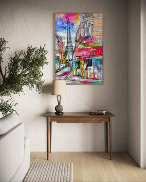 Cafes of paris- 60x90 cm - original on Belgian linen