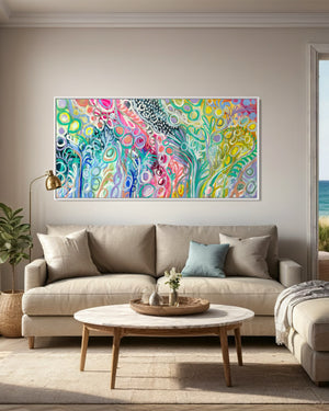 Delicate swaying silver gum- original on cotton canvas  75 x150 cm