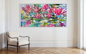 Kakadu waterlily - original on gallery Canvas 90 x180  cm