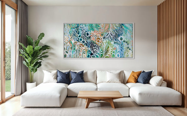 Eucalyptus and forest ferns  - original on gallery Canvas 90x180cm