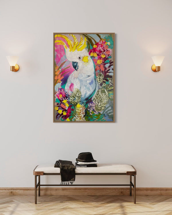 Spring Cockatoo -60x90 cm - original on Belgian linen