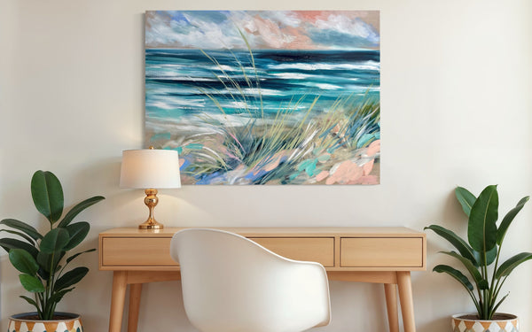 Sand Dunes at Sunset - original on Belgian linen  - 75x100 Cm