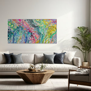 Delicate swaying silver gum- original on cotton canvas  75 x150 cm