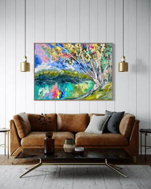 Glowing river side gums -Original on Gallery canvas 90x120  Cm