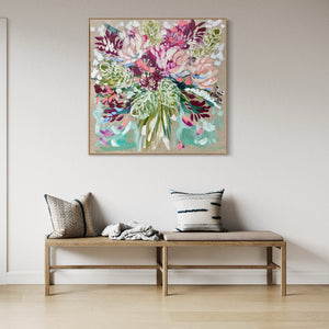 Blush delicate natives - 76x76 cm - original on Belgian linen - lay by welcome