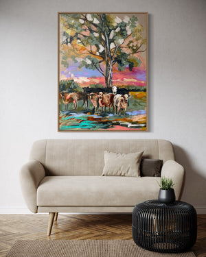 Pastel paddock - original on Belgian linen- 75x100 cm