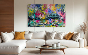 The afterglow - Monets Garden -Original on Gallery canvas 90x150Cm