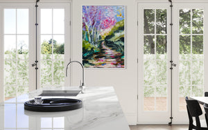 60x90 cm - blue sky Jacaranda -original on Belgian linen